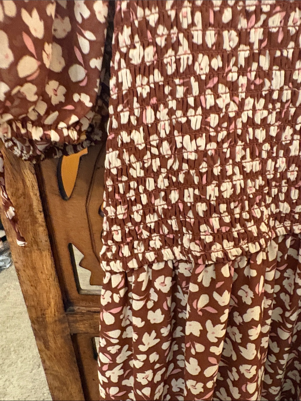 Blu Pepper Brown Floral Smocked Mini Dress - Picture 5 of 7